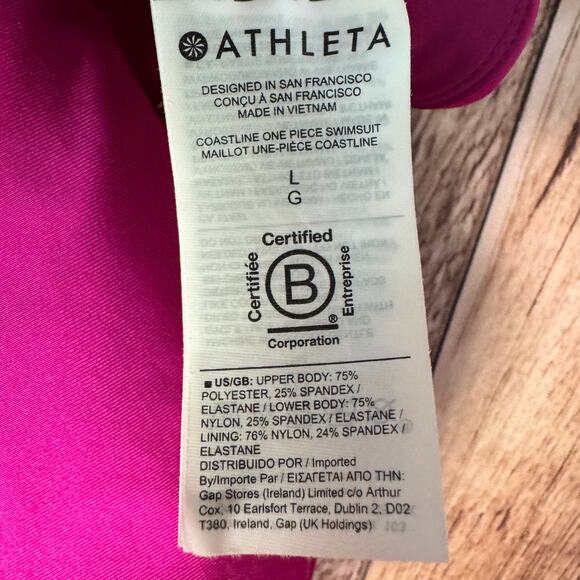 Athleta Swimsuit One Piece Coastline Electric Fuchsia Large Colorblock Summer - Picture 9 of 10